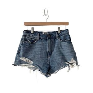 Paige Margot Size 27 Medium Wash Distressed Denim Shorts